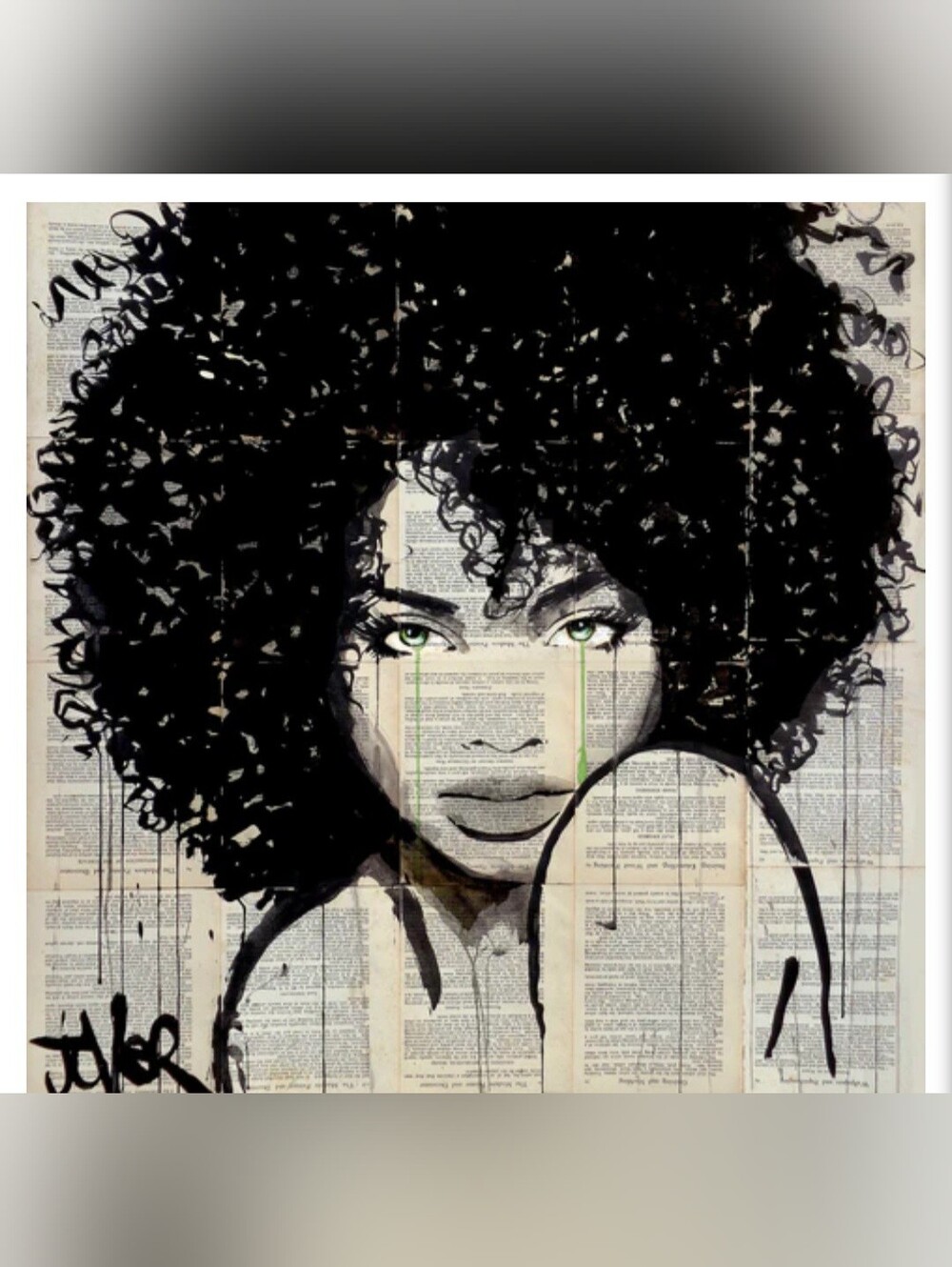 Black & Green Mixed-Media Portrait Wall Art